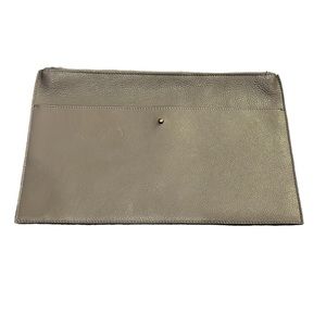 NWT NIB The MOST gorgeous minimalist clutch. Taupe leather brass hardware.